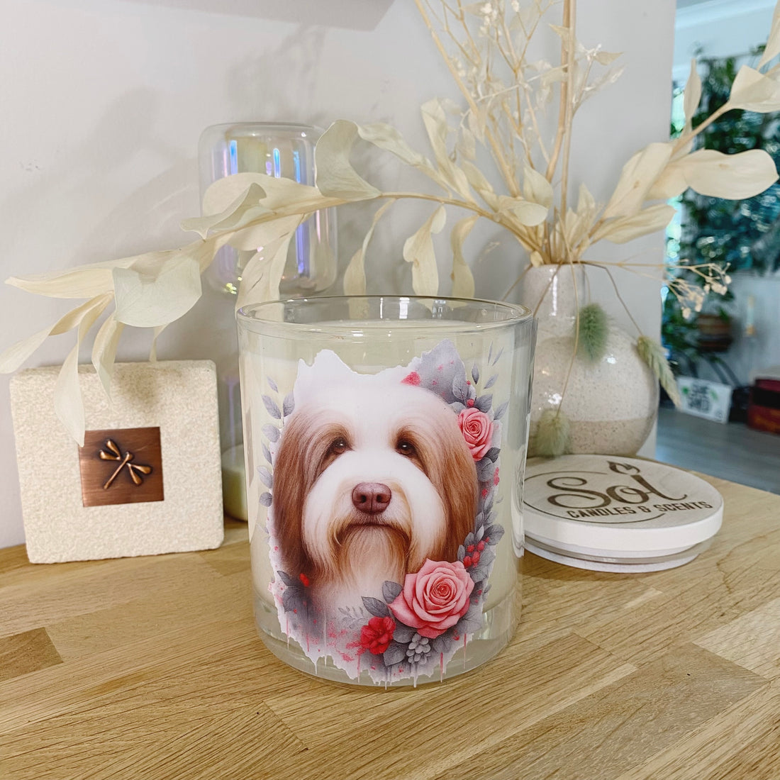 Bearded Collie Roses Xlarge Candle_Sol Candles &amp; Scents