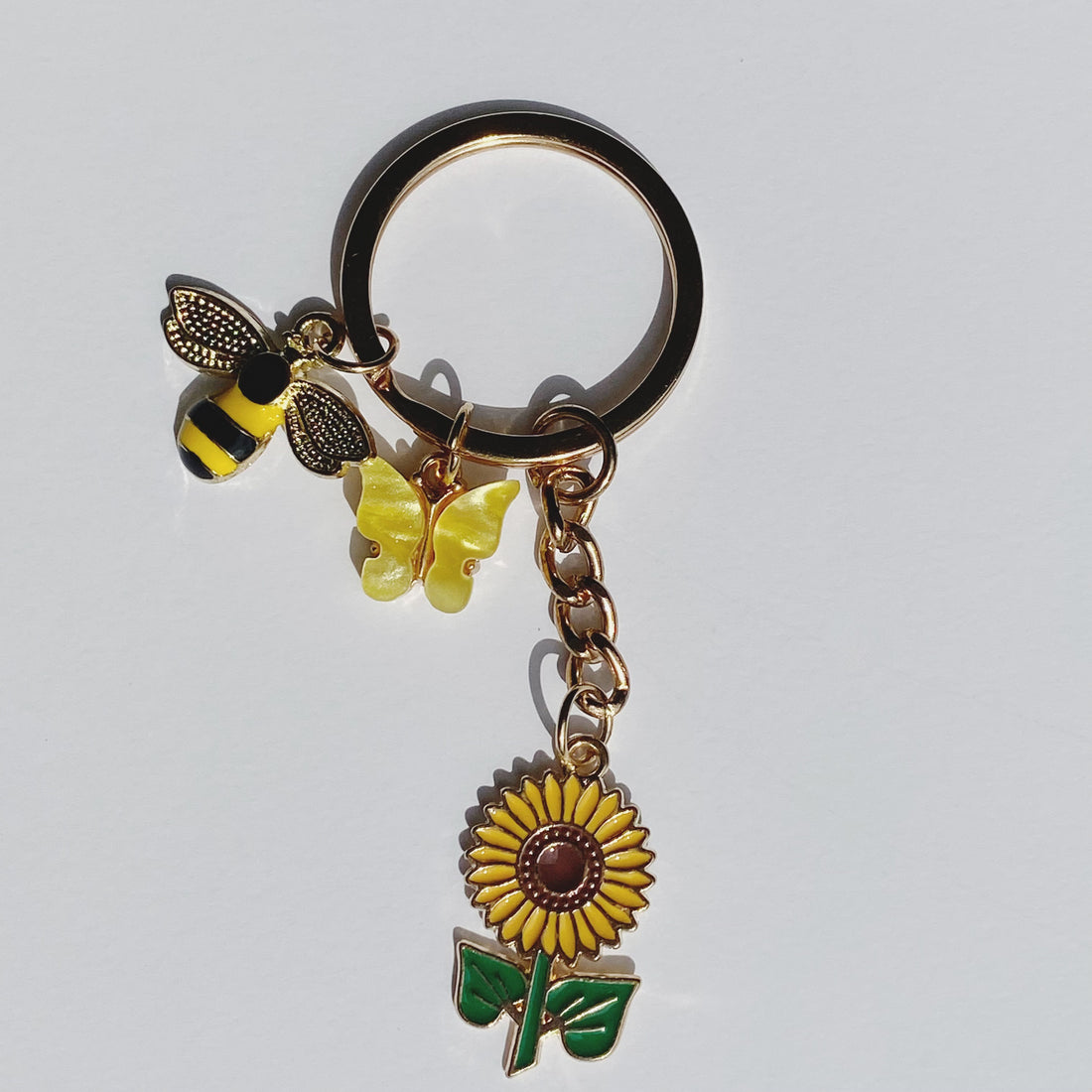 Bee Butterfly & Sunflower Keychain
