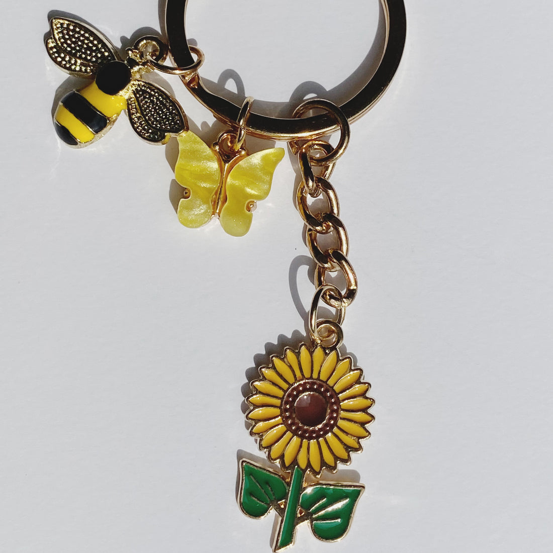 Bee Butterfly & Sunflower Keychain