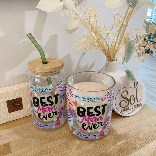Best Mom Ever GiftSet_Glassware + Candle_Sol Candles & Scents