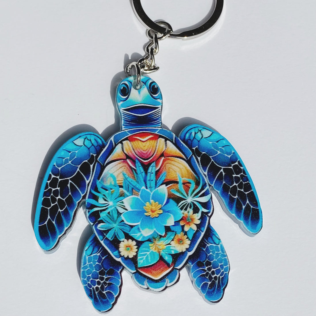 Turtle Floral Keychain