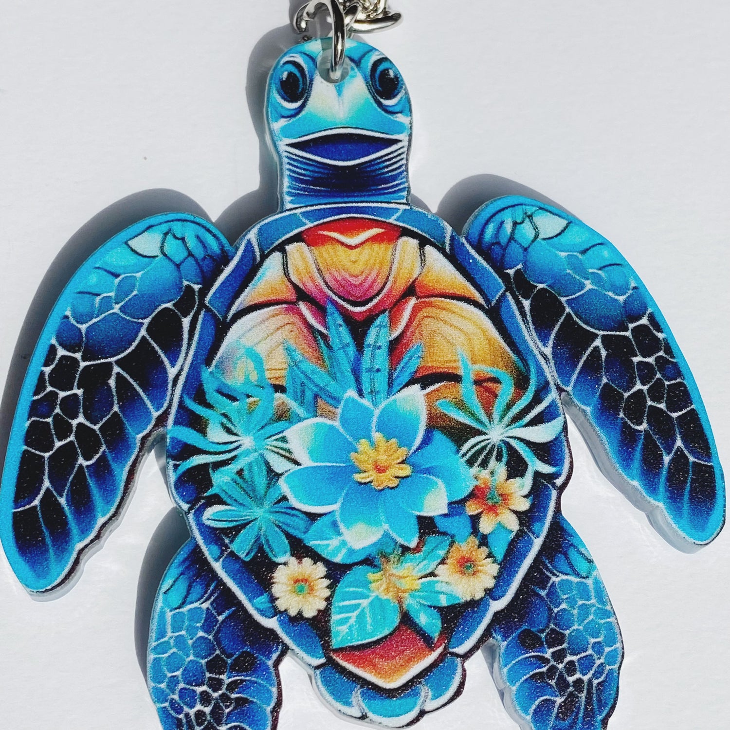 Turtle Floral Keychain