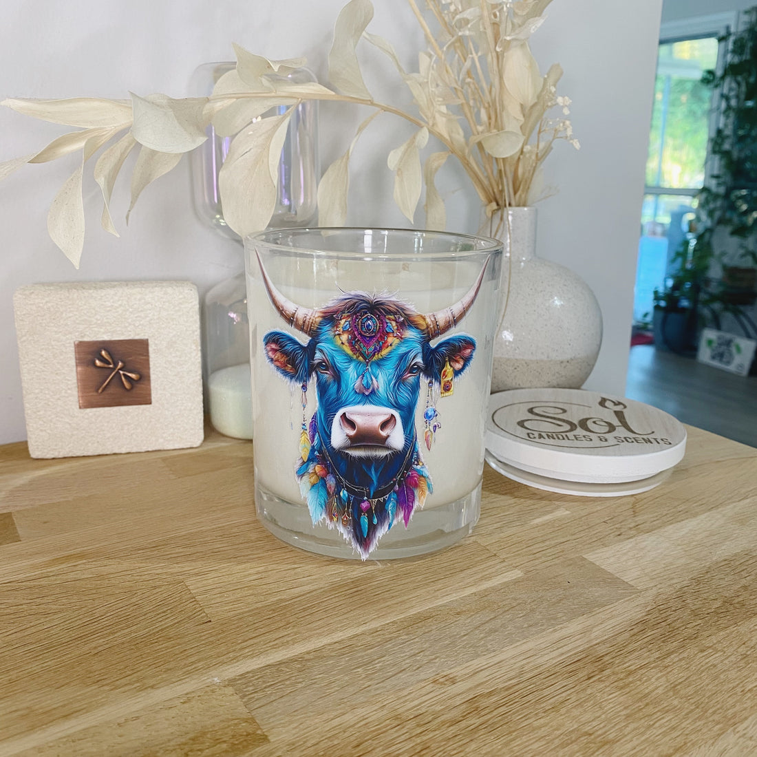 Boho Cow Turquoise Cow Candle_Sol Candles &amp; Scents