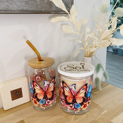 Butterfly Glassware &amp; Candle Set