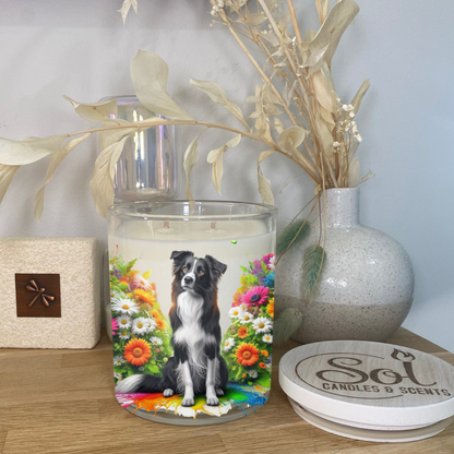 Border Collie Black_Bright Colours_Xlarge Candle