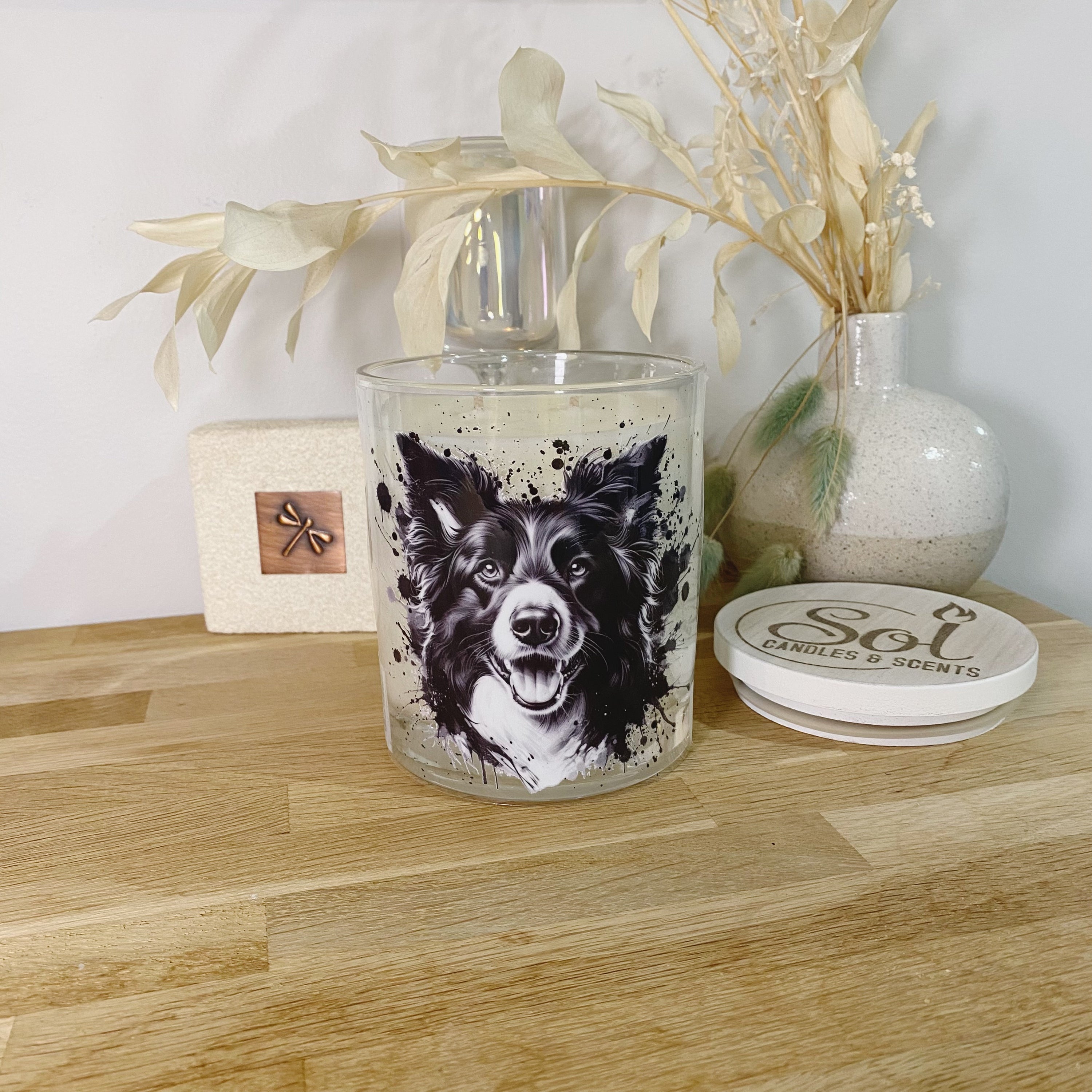 Border Collie Ink Splash Xlarge Candle