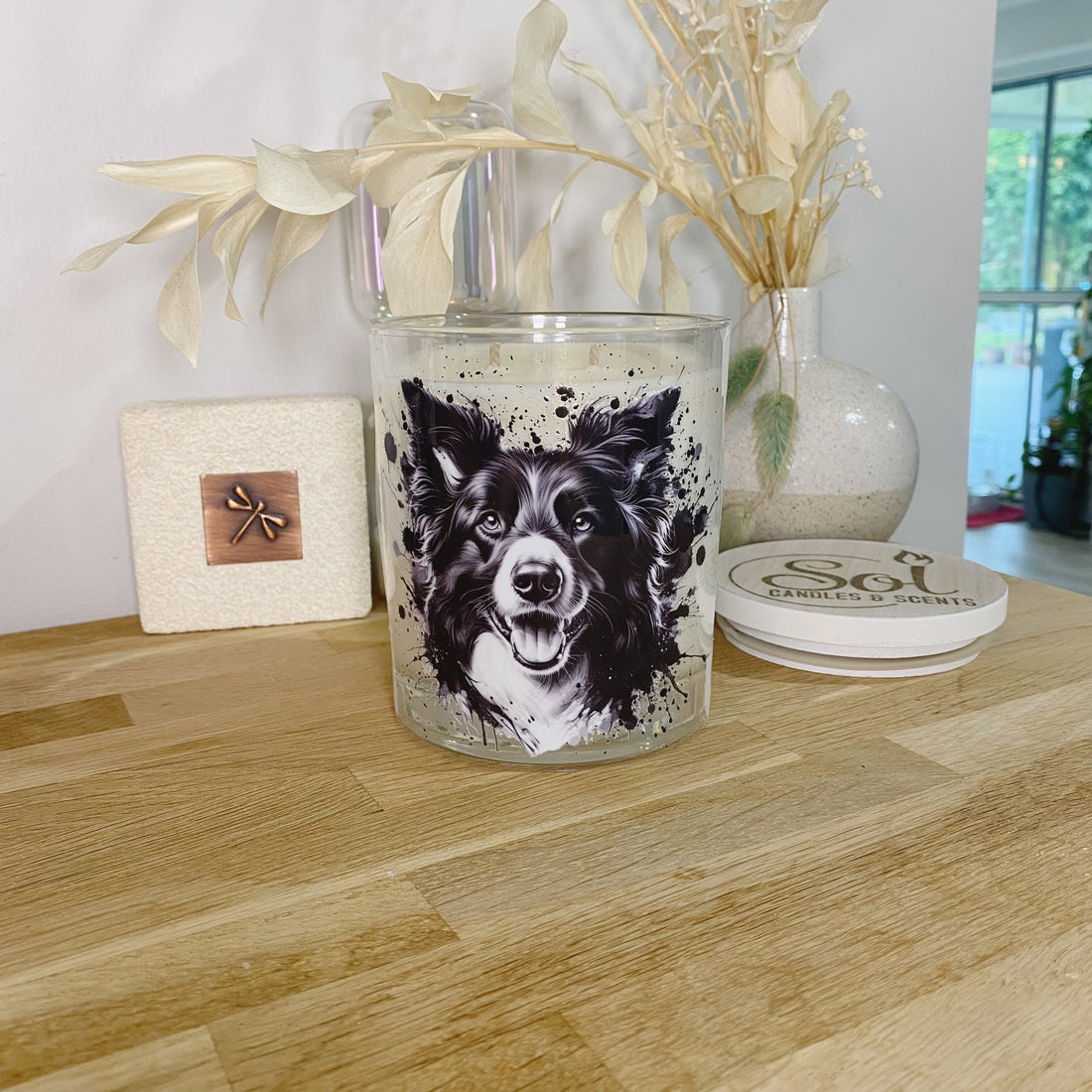 Border Collie Ink Splash Xlarge Candle