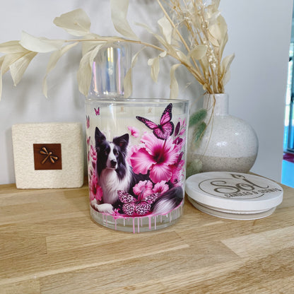 Border Collie Pink Xlarge Candle