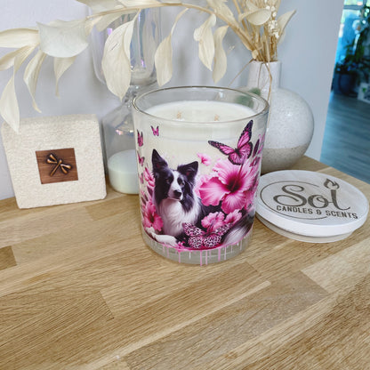 Border Collie Pink Xlarge Candle