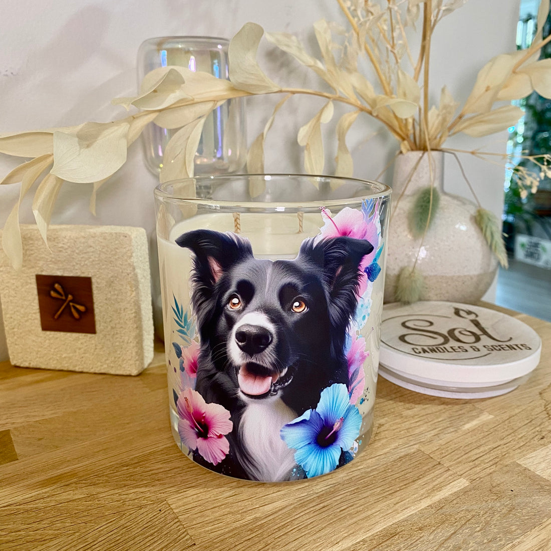 Border Collie Teal Hibiscus Xlarge Candle_Refills