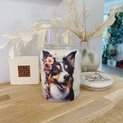 Border Collie Tri Floral Xlarge Candle_Sol Candles &amp; Scents