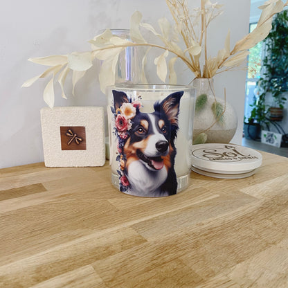 Border Collie Tri Floral Xlarge Candle