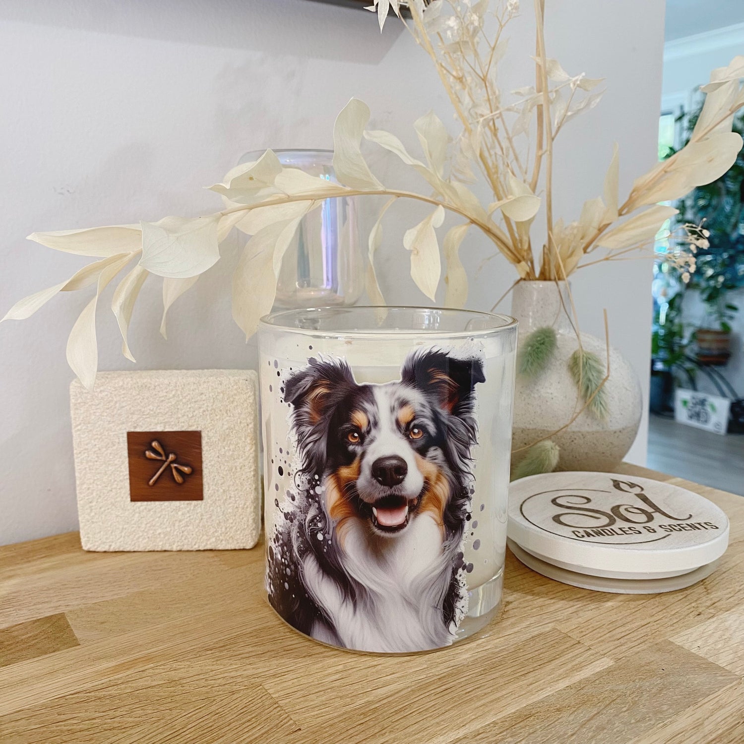 Border Collie Tri Ink Splatter Xlarge Candle