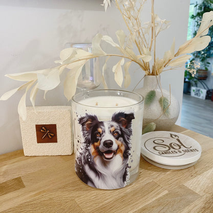 Border Collie Tri Ink Splatter Xlarge Candle