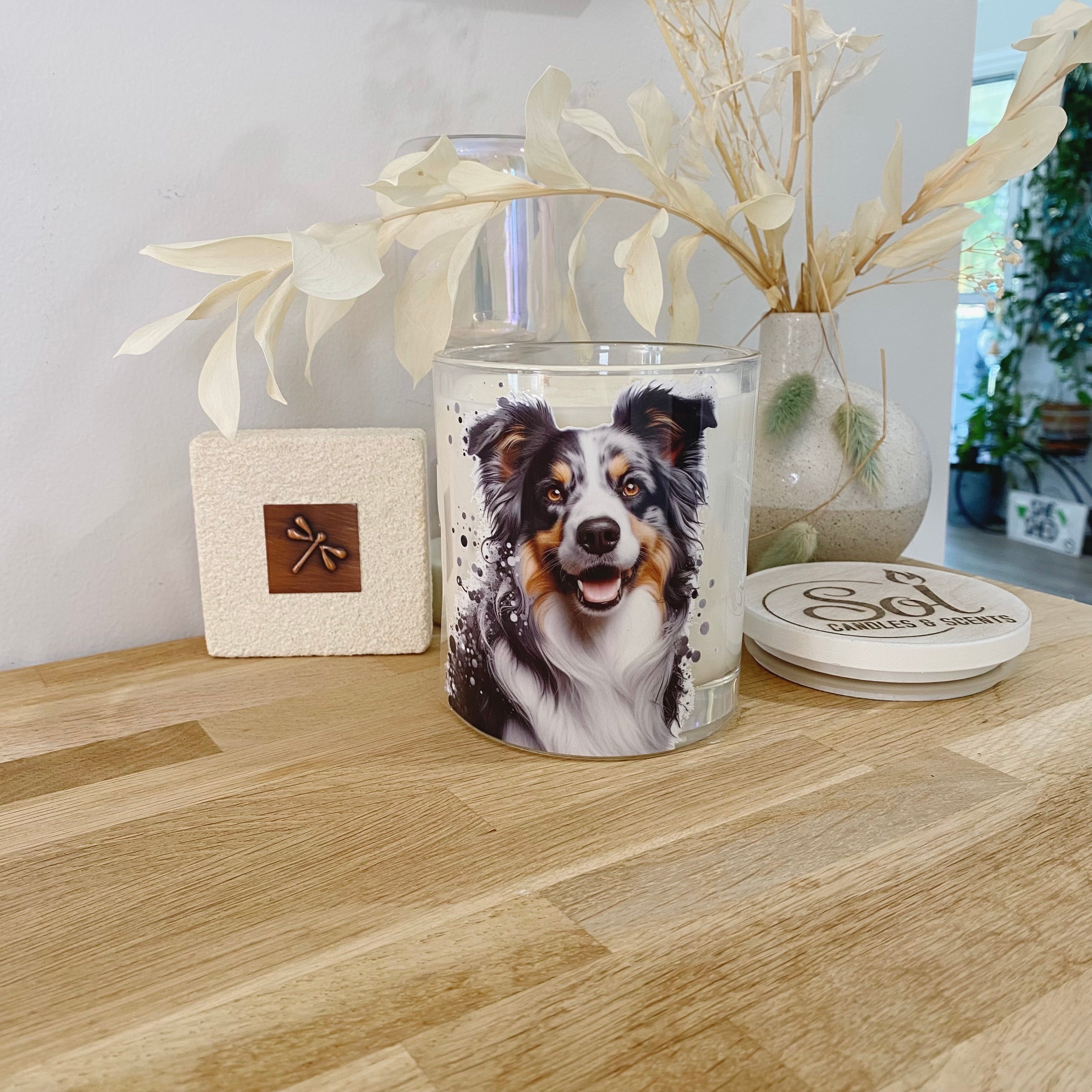 Border Collie Tri Ink Splatter Xlarge Candle