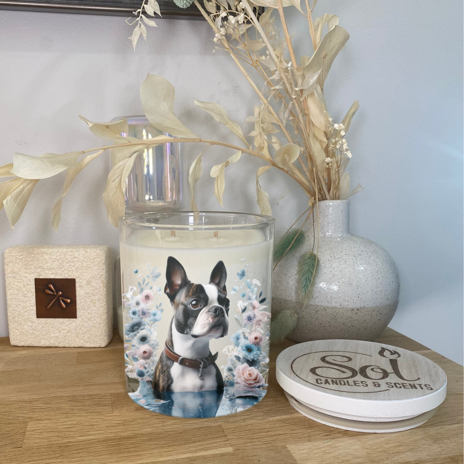 Boston Terrier Dog Candle_Refillable_Sol Candles and Scents