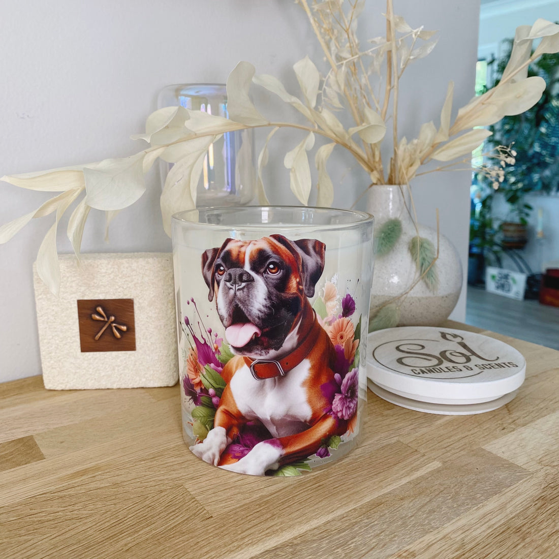 Boxer Green Purple Floral Xlarge Candle_Sol Candles &amp; Scents