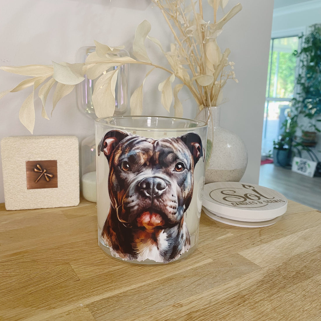 Brindle Staffy Dog Candle_Sol Candles &amp; Scents