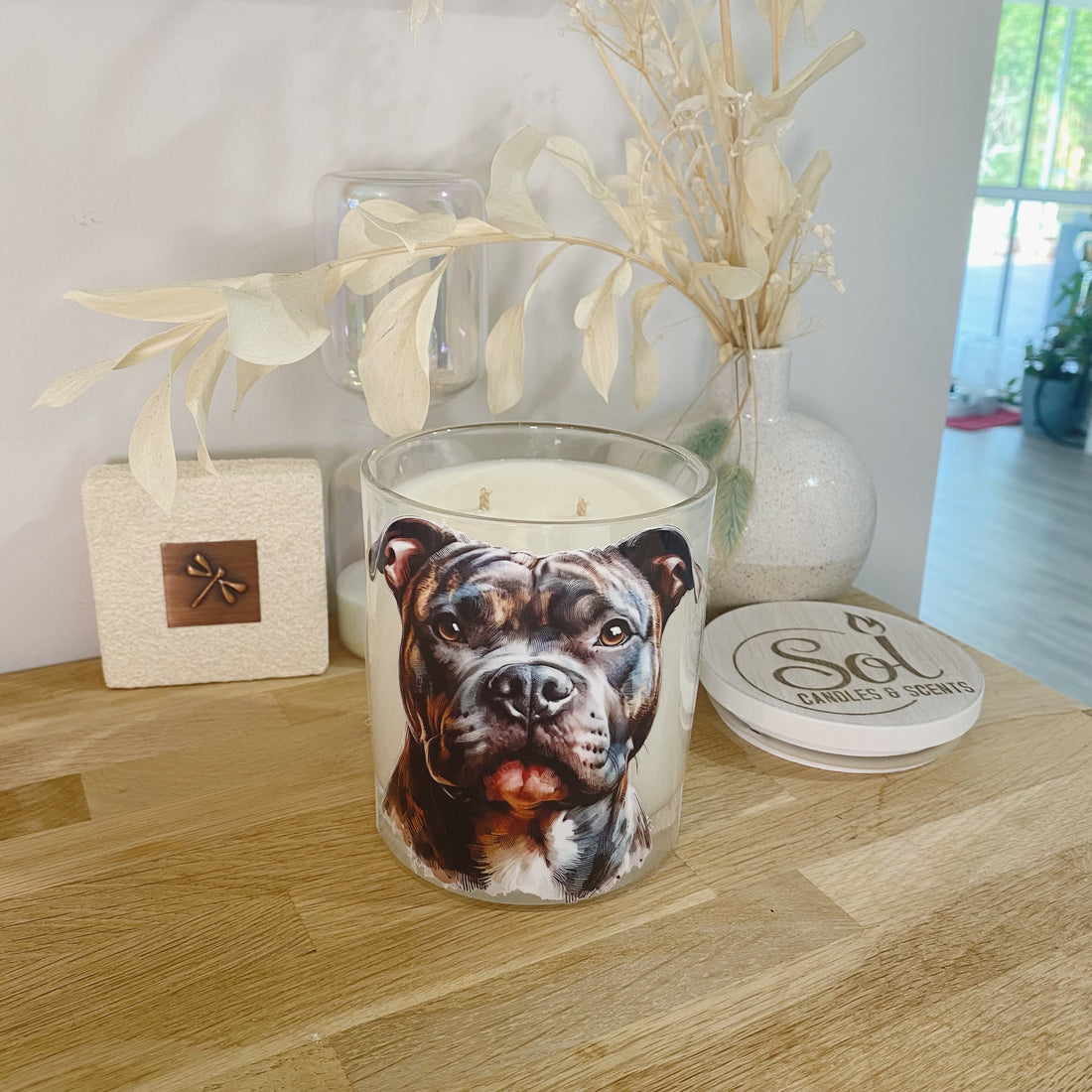 Staffy Brindle Portrait Xlarge Candle