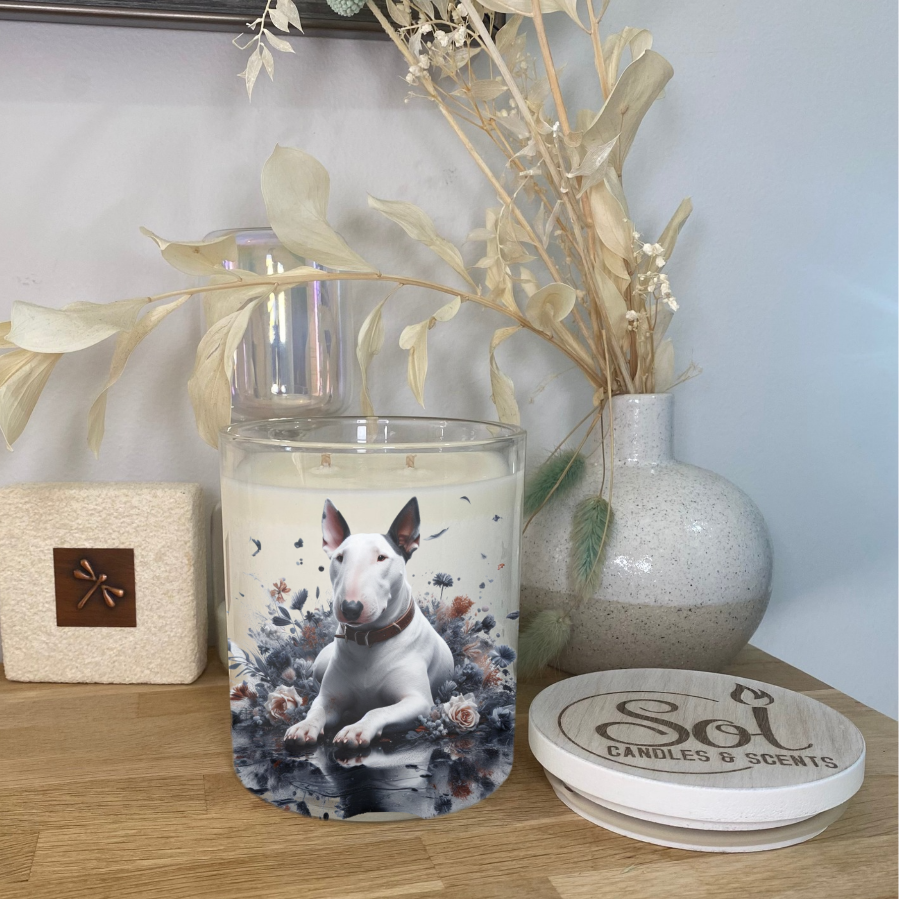 Bull Terrier White Xlarge Candle_Refillable_Made in Australia