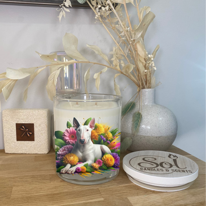Bull Terrier White Yellow Xlarge Candle_Refillable_Made in Australia