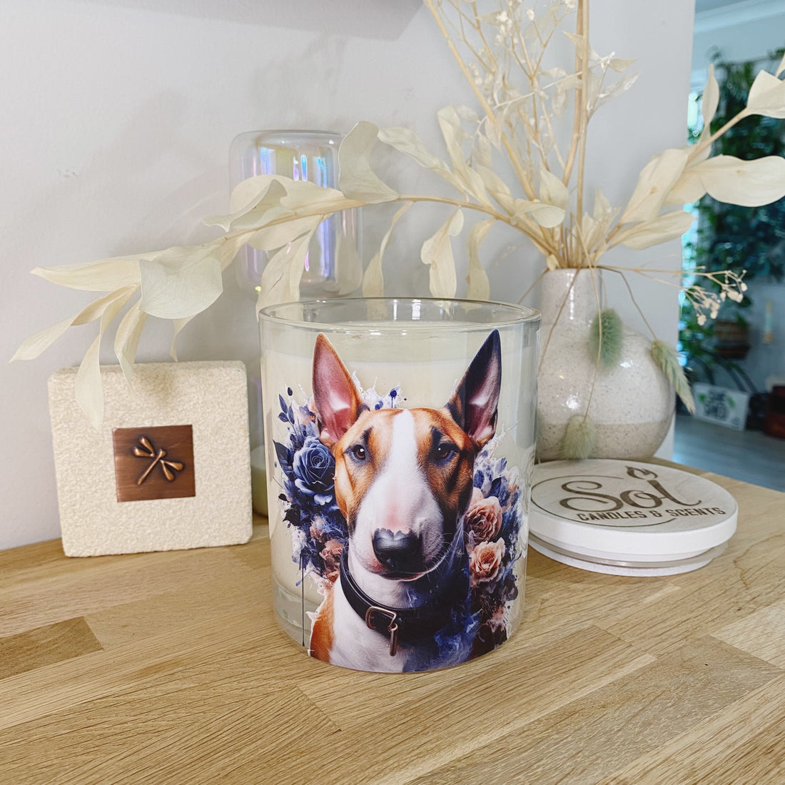 Bull Terrier Blue Floral Xlarge Candle_Sol Candles &amp; Scents