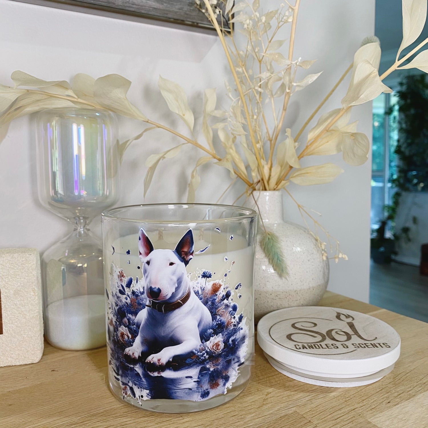 Bull Terrier White Xlarge Candle_Sol Candles &amp; Scents_Refillable_Made in Queensland