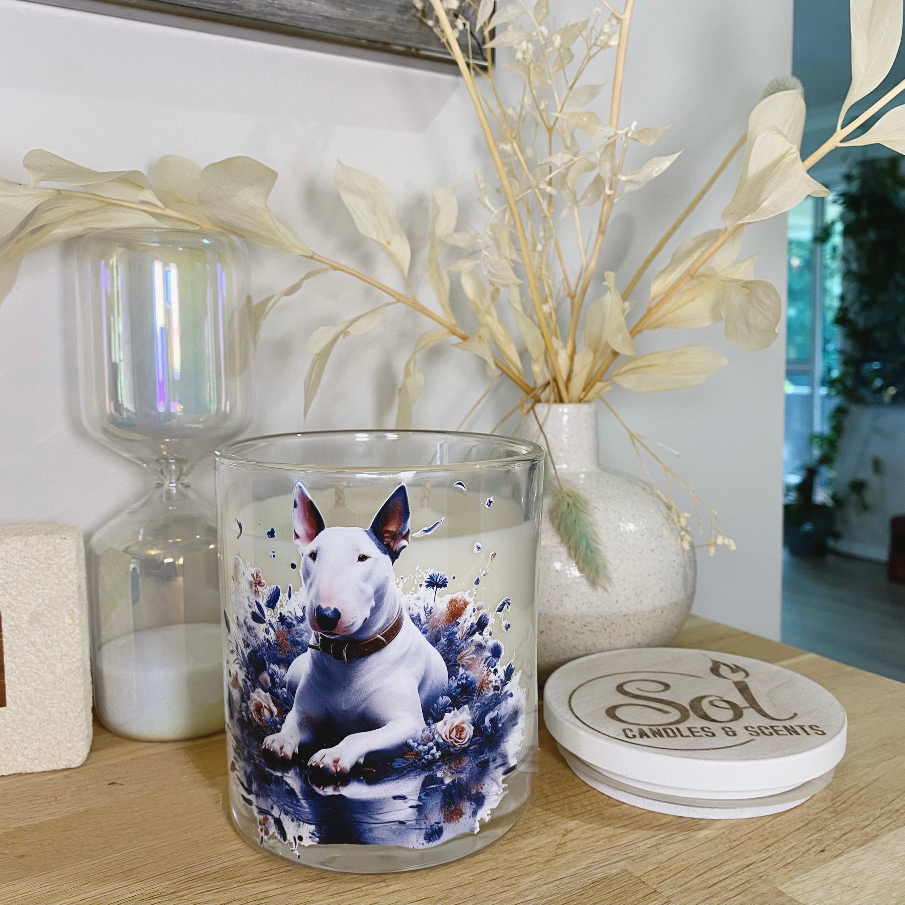 Bull Terrier White Xlarge Candle_Sol Candles &amp; Scents_Refillable_Made in Queensland
