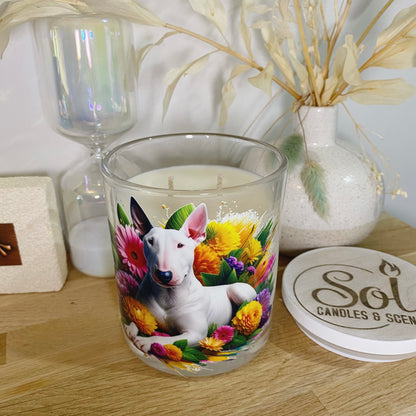 Bull Terrier White Yellow Xlarge Candle_Sol Candles &amp; Scents_Made in Queensland