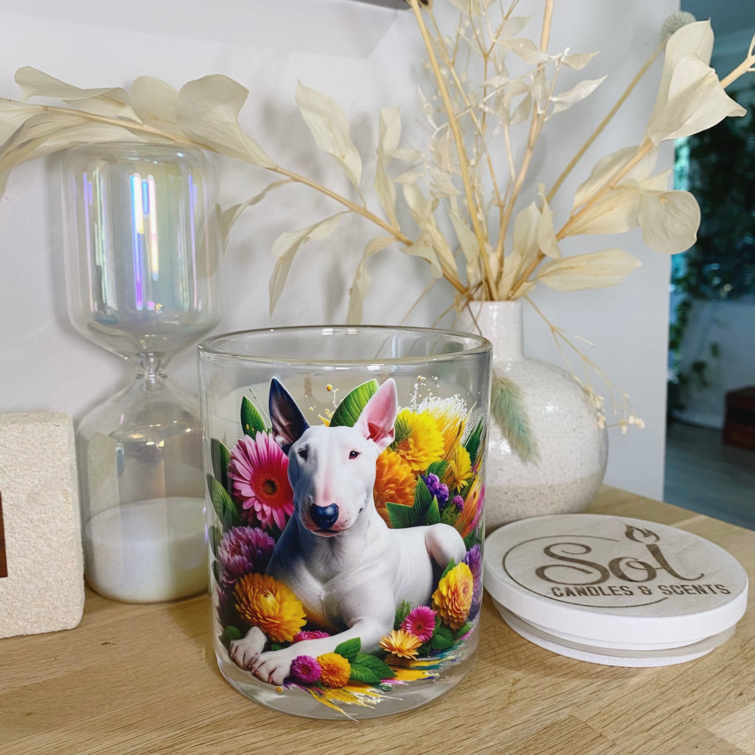 Bull Terrier White Yellow Xlarge Candle_Sol Candles &amp; Scents_Refillable