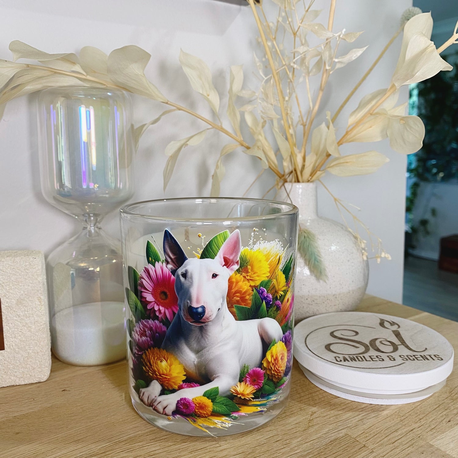 Bull Terrier White Yellow Xlarge Candle_Sol Candles &amp; Scents_Refillable