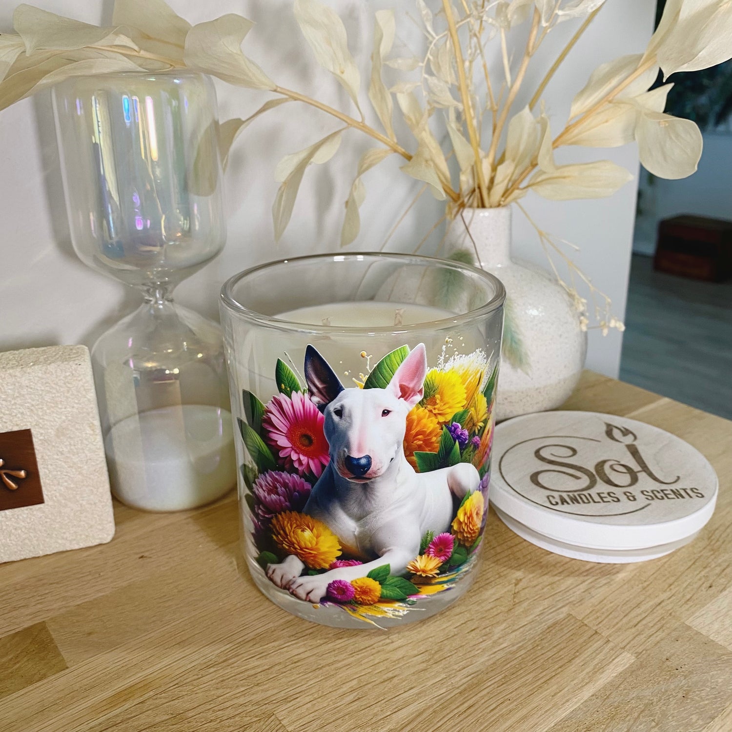 Bull Terrier White Yellow Xlarge Candle_Sol Candles &amp; Scents_Made in Australia