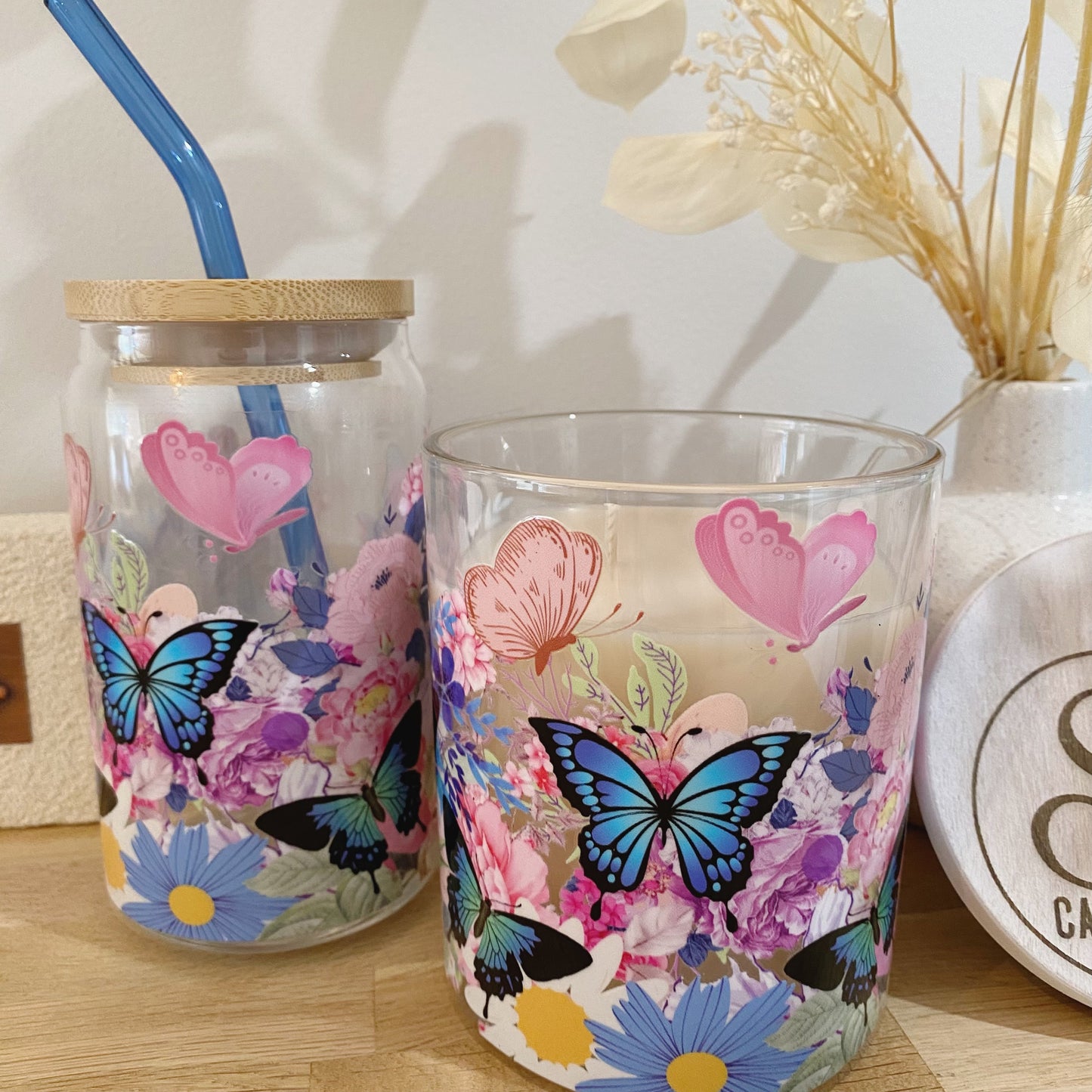 Butterfly Garden Glassware & Candle Set