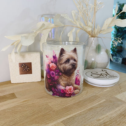 Cairn Terrier Brindle Florals Xlarge Candle_Sol Candles &amp; Scents