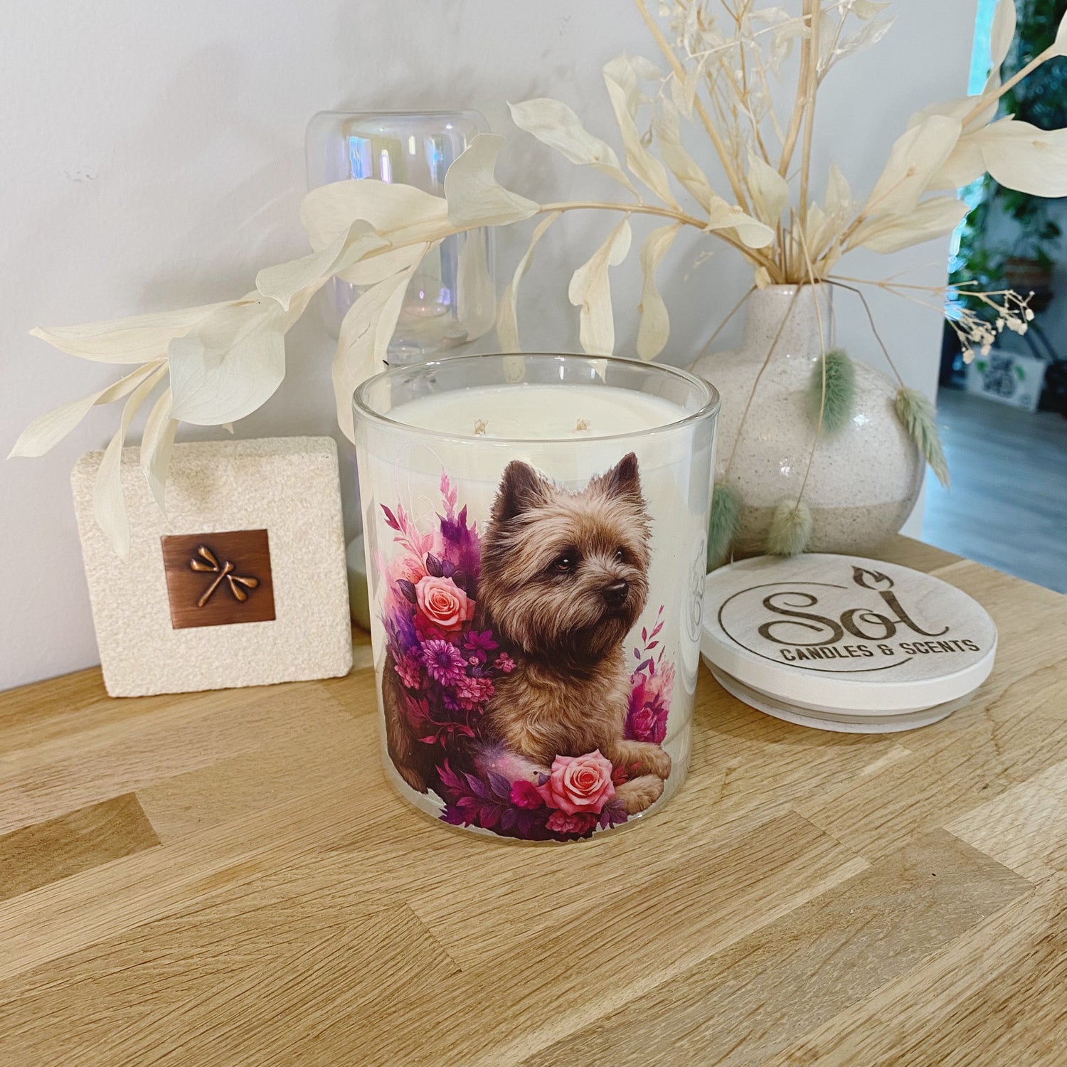 Cairn Terrier Brindle Dog Candle_Made in Queensland_Refillable