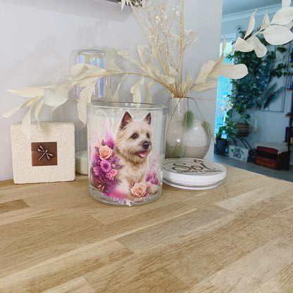 Cairn Terrier Dog Peach Roses Xlarge Candle_Made in Australia