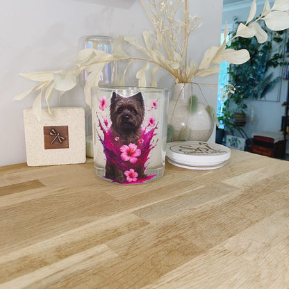 Cairn Terrier Pink Hibiscus Xlarge Candle