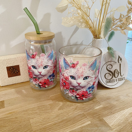 Cat Glassware + Candle Giftset_Sol Candles & Scents