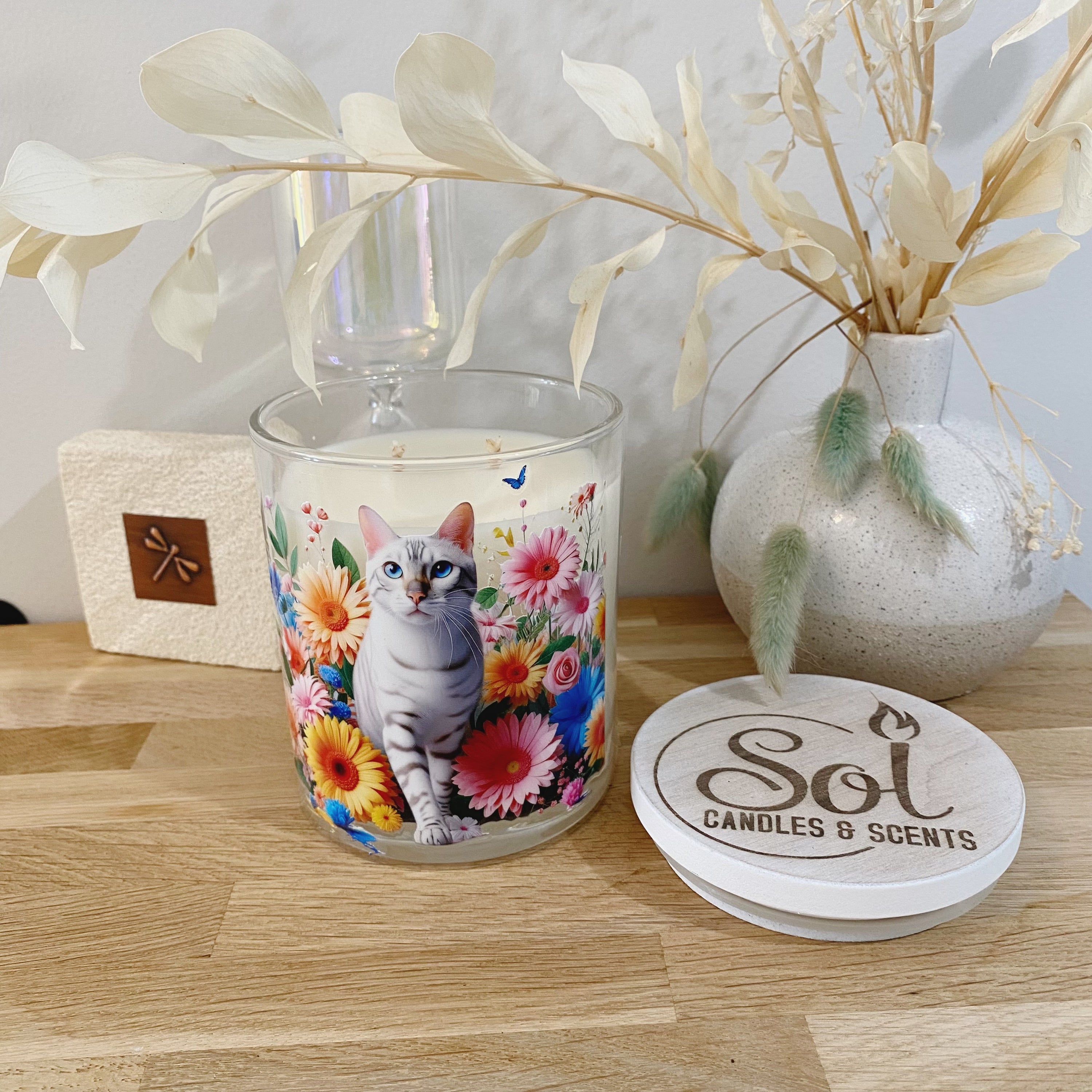 Cat Bengal Bright Floral Xlarge Candle_Refillable