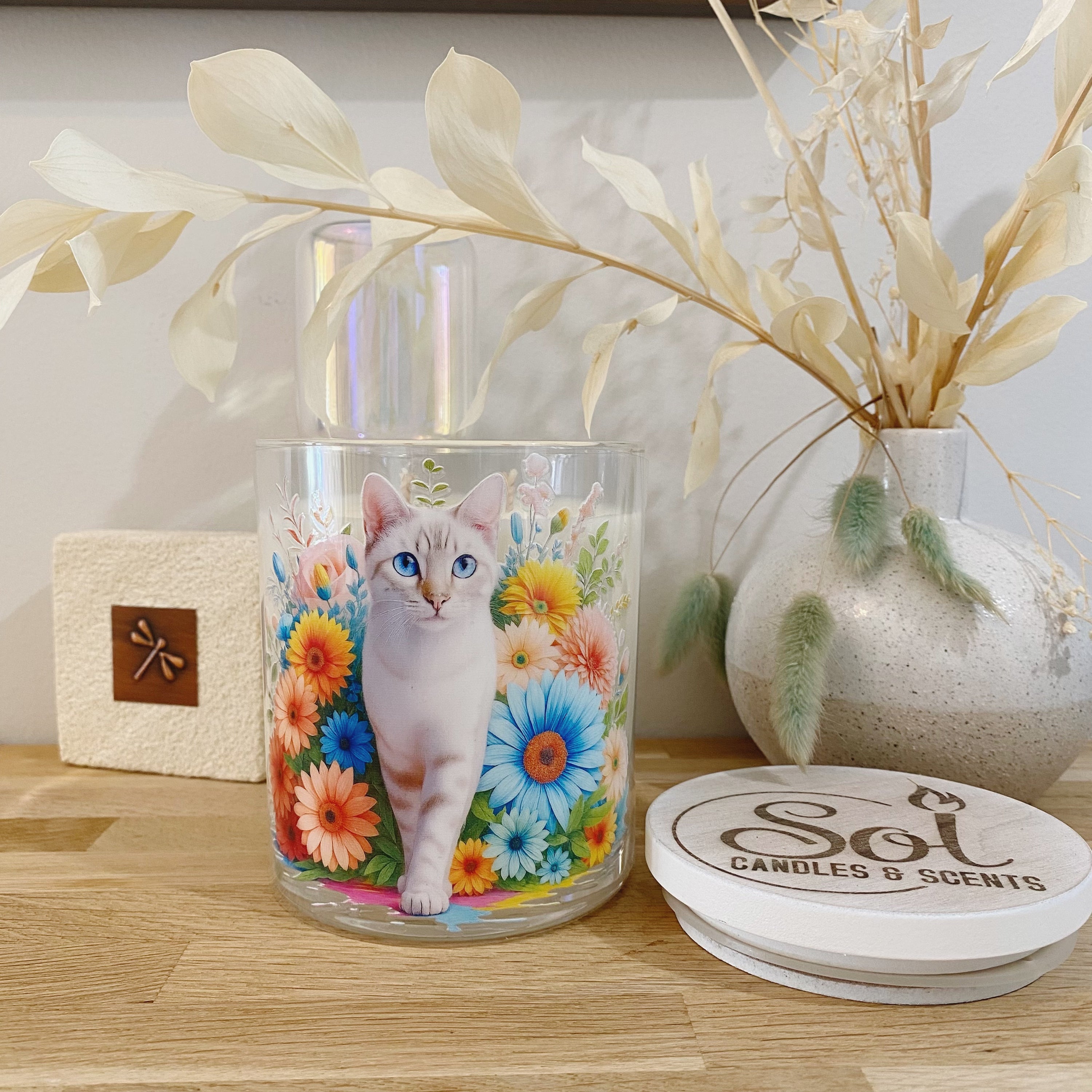 Cat Bengal Soft Floral Xlarge Candle_Refillable_Made in Australia