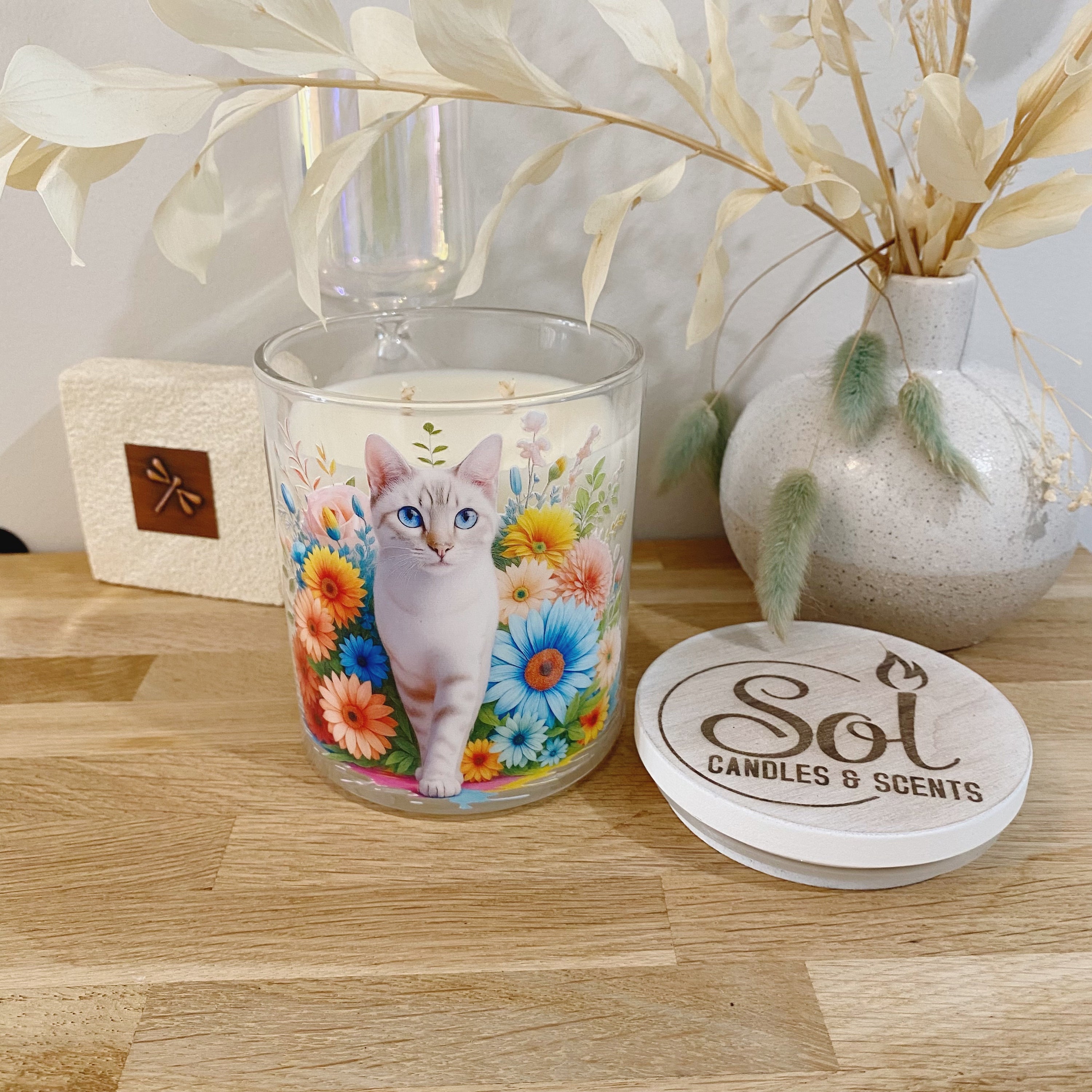 Cat Bengal Soft Floral Xlarge Candle_Refillable