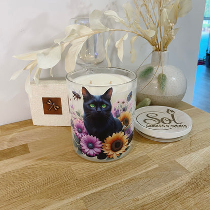 Cat Black Green Xlarge Candle