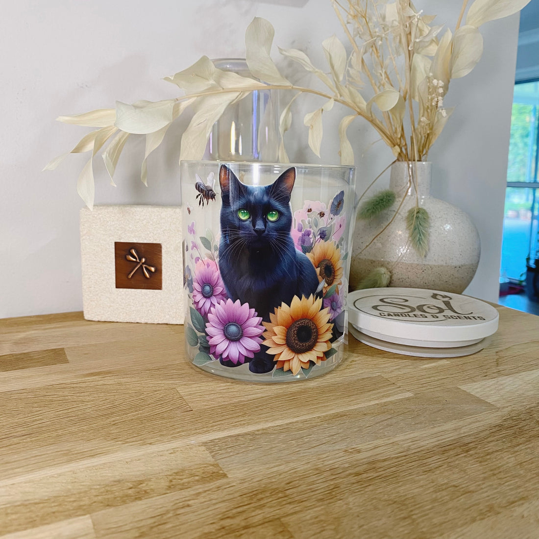 Cat Black Green Xlarge Candle