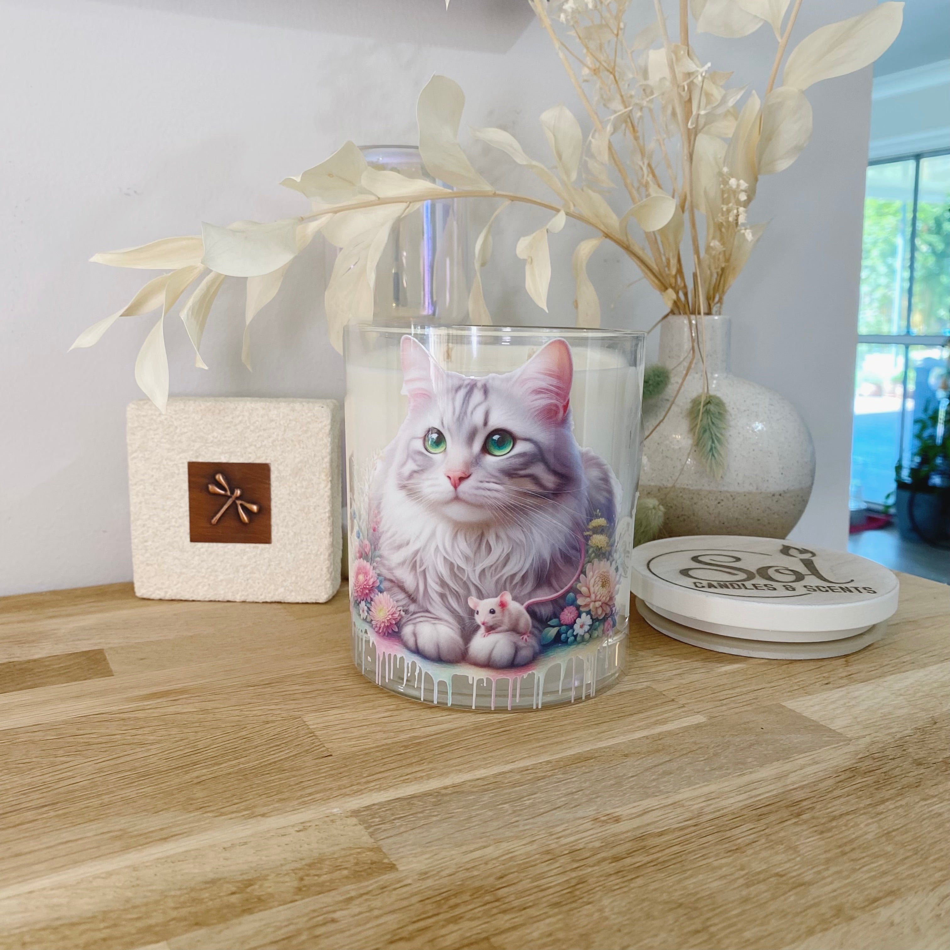 Cat with Mouse Xlarge Candle Gift_Aussie Made