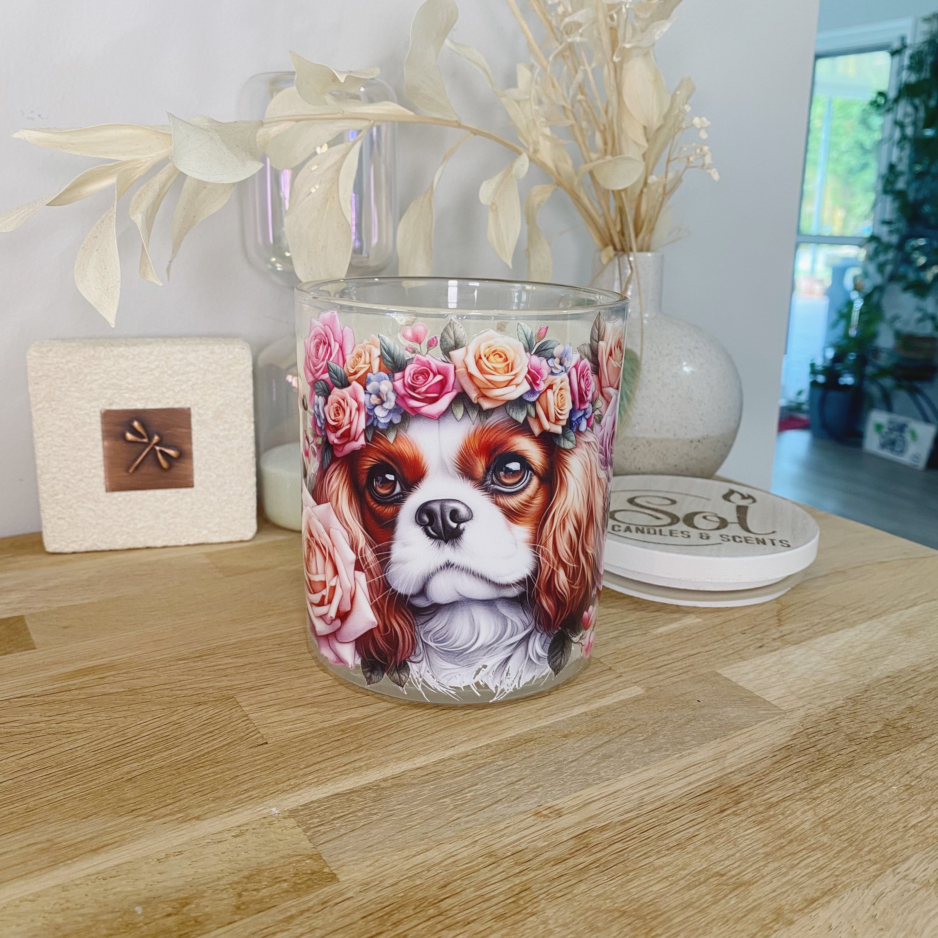 Cavalier King Spaniel Brown Roses_Sol Candles &amp; Scents