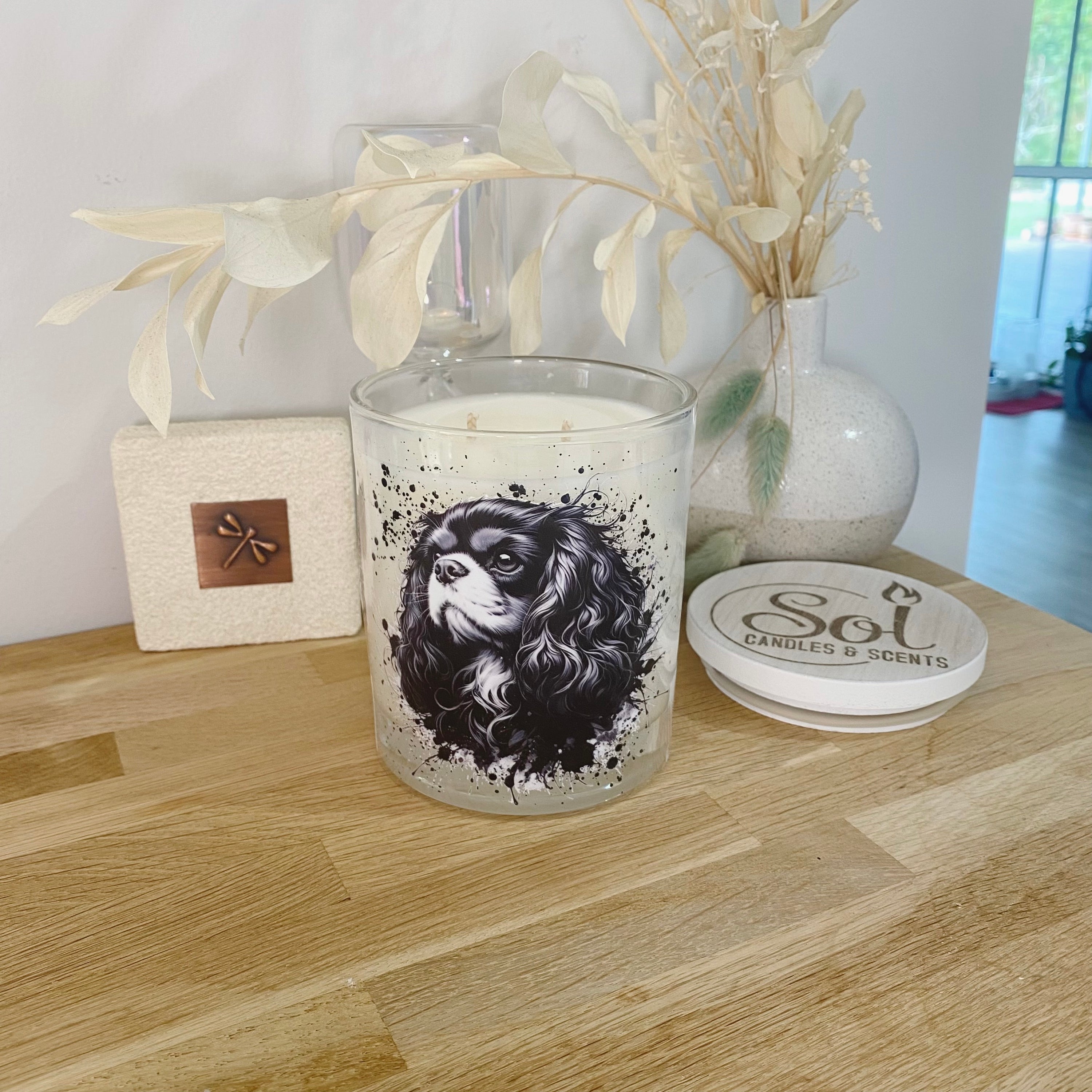 Cavalier King Spaniel Ink Splash Xlarge Candle