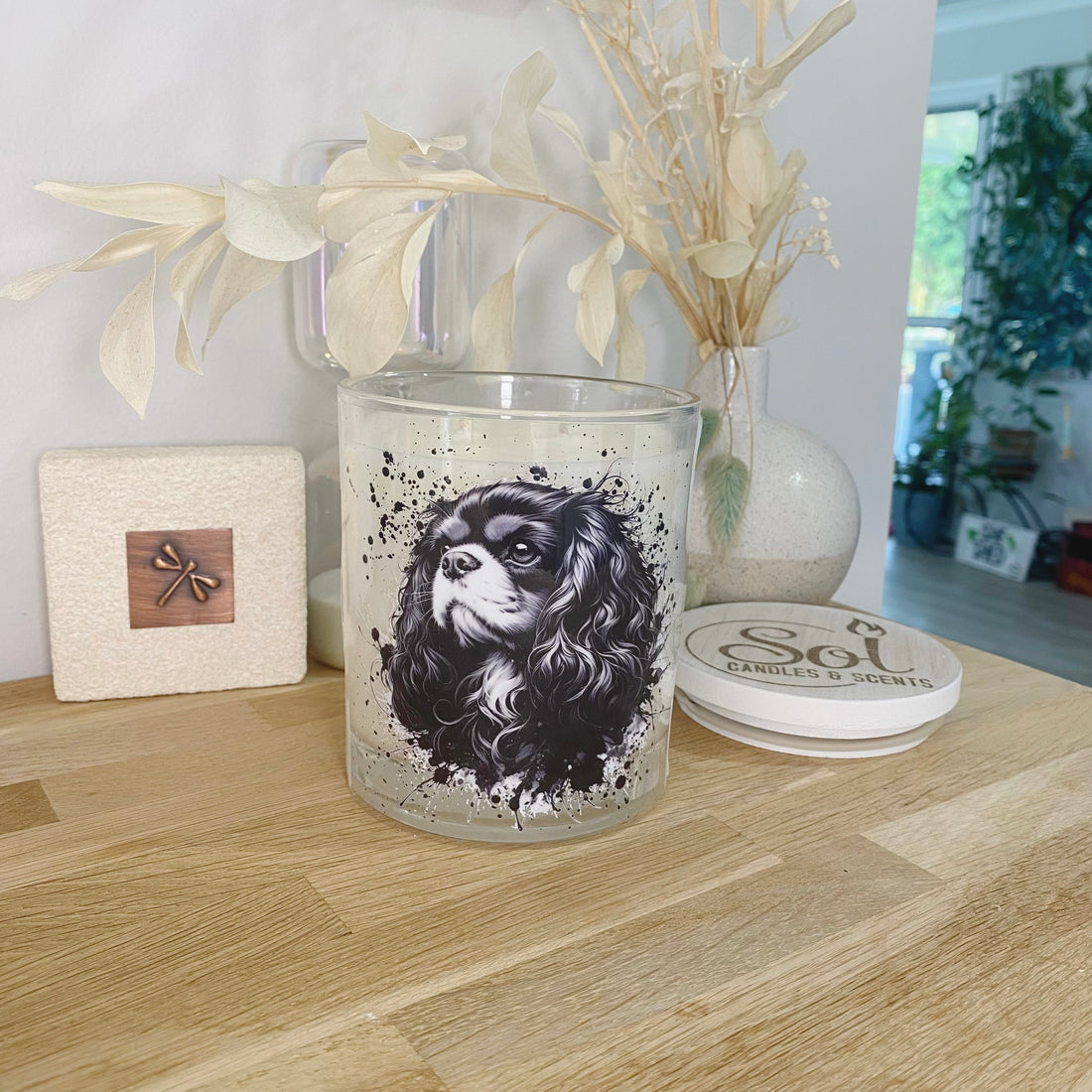 Cavalier King Spaniel Ink Splash Xlarge Candle