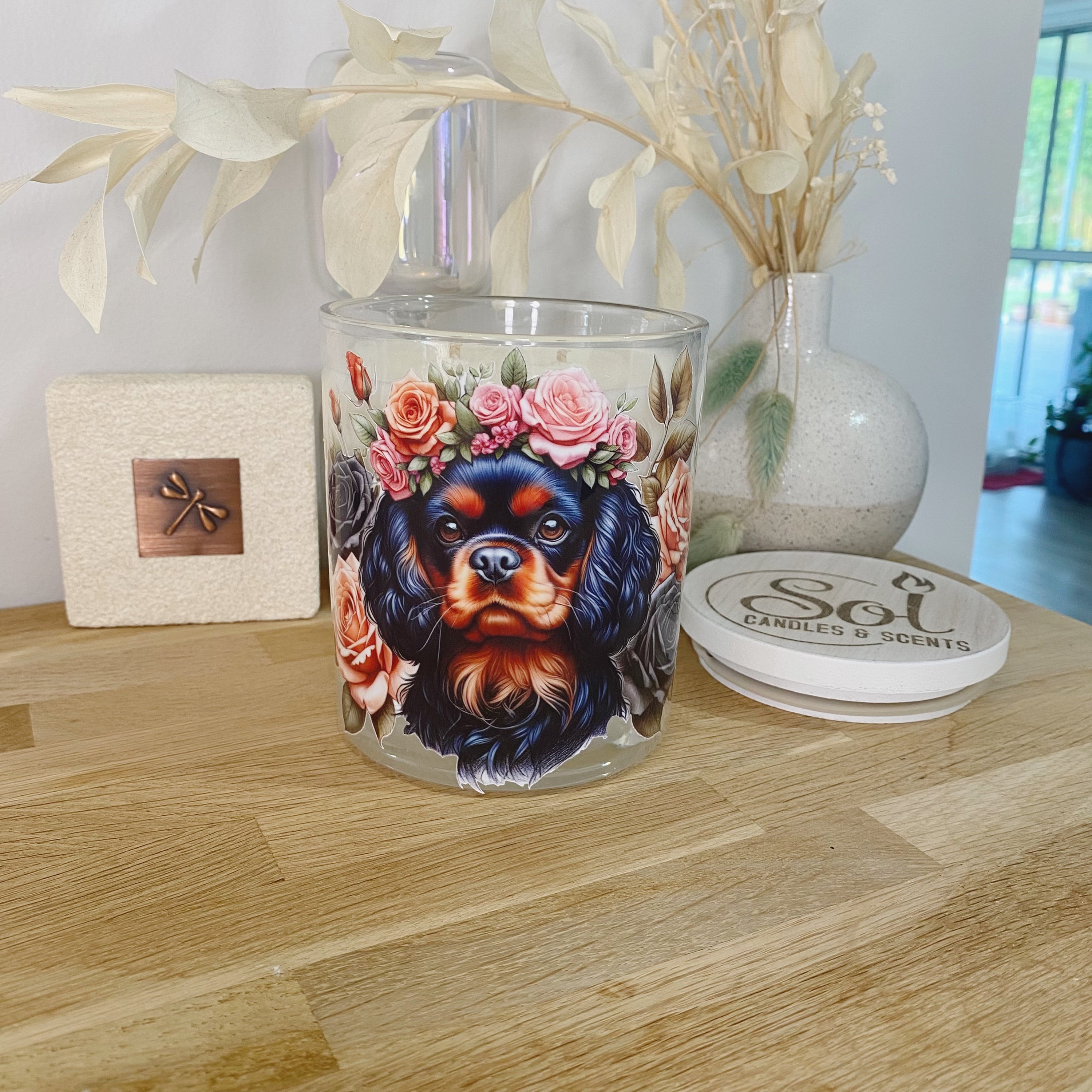 Cavalier King Spaniel Roses Black_Sol Candles &amp; Scents
