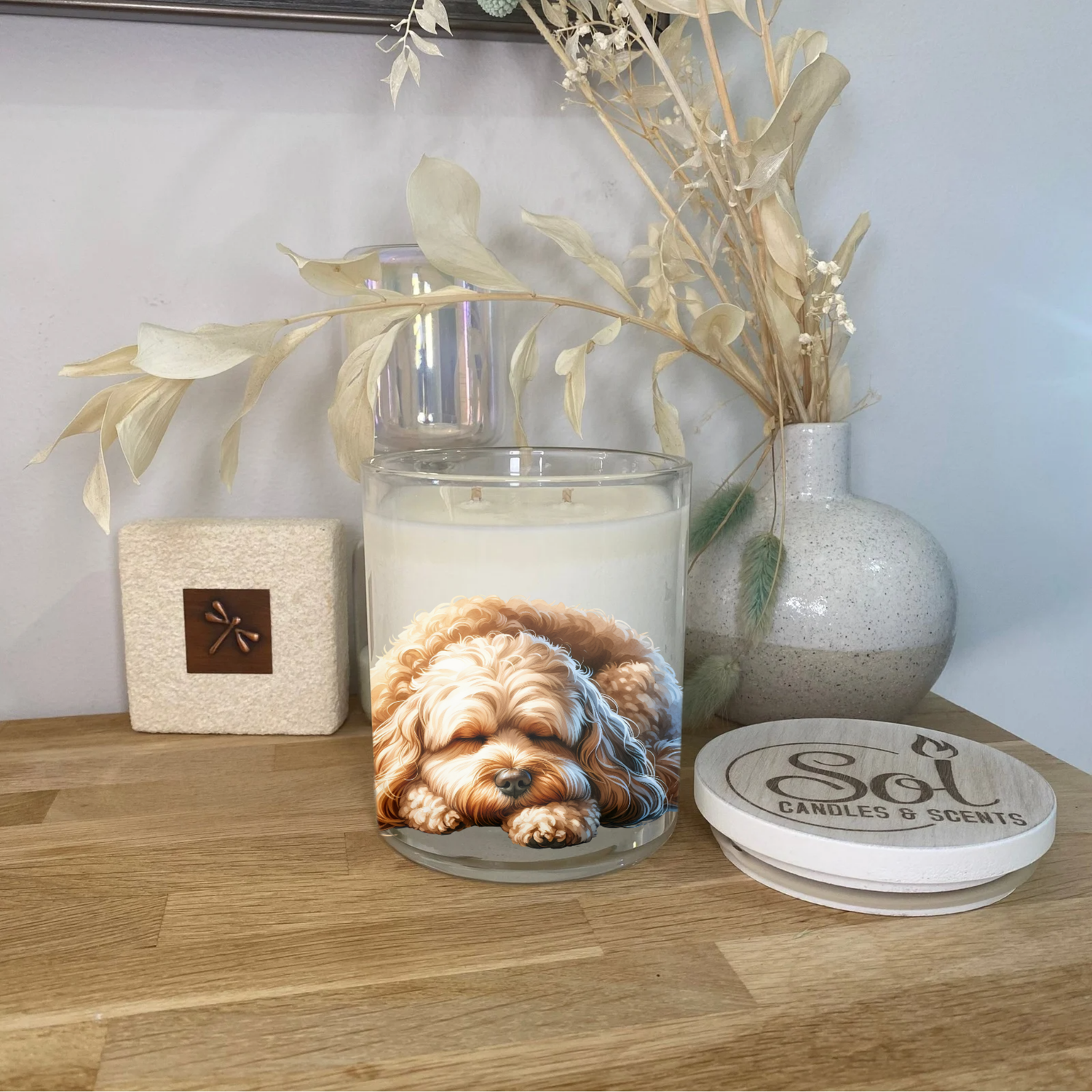 Cavoodle Dog Sleeping Xlarge Candle