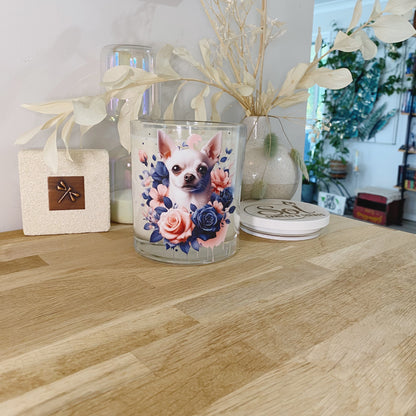 Chihuahua Dog Cream Roses Xlarge Candle_Made in Australia